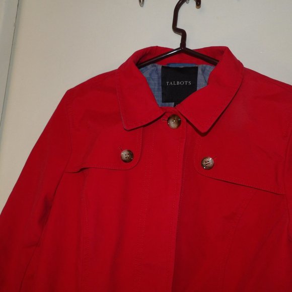GUC Talbots Red Belted Parka Coat Sz 14 - Picture 2 of 7